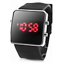 Unisex Silicone Style Sports Red LED Wrist Watch (Black)