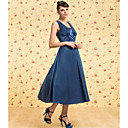 ts vintage v-hals maxi swing jurk