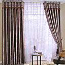 (Two Panels) Brown Stripe Jacquard Room Darkening Curtains