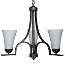 60W E27 3-luz lámpara de hierro minimalista con cortinas de cristal