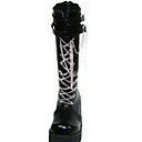 Fatto a mano in pelle PU nera tacco alto 7 centimetri Punk Lolita Stivali