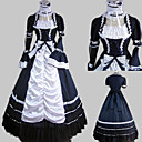 Long Sleeve Floor-length Ink Blue Satin Cotton Classic Lolita Dress