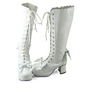 Main blanc en cuir PU 6,3 cm talon haut Bottes Lolita Pays