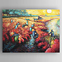 Hand-painted The Red Vineyard at Arles,c.1888 Oil Painting by Vincent Van Gogh  with Stretched Frame
