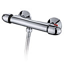 Contemporary Two Handles Chrome Finish Wall Mount Thermostatic Shower Faucet
