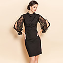 TS Lace Puff Sleeve Sheath Dress
