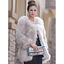 Manga larga de piel de avestruz sin collar Casual / Fiesta Coat