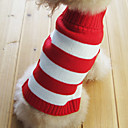 Stripe Pattern Turndown Collar Style Sweater for Dogs Cats (Red,XS-M)