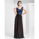 Sheath/Column V-neck Floor-length Tulle Evening Dress With Criss Cross