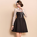 arco ts cuello de encaje cosido jersey vestido de princesa