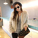 Nice Long Sleeve Collarless Faux Fur Casual/Party Jacket