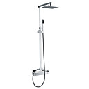 Support mural Robinet thermostatique chromé douche contemporain avec pomme de douche 8 pouces et douche à main