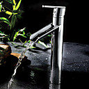 Chrome Finish Contemporary Solid Brass Single Handle Waterfall Bathroom Sink Faucet(Tall)
