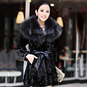 Long Sleeve Raccoon Fur Shawl Collar Mink Fur Casual/Evening Coat (More Colors)