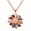 Mote Alloy Plating 23k gull med Cubic Zirconia kvinner halskjede