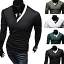 Men's Cheap Organic Cotton Long Sleeve V Collar Shirt(Assorted Colors And Sizes)