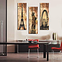 Stretched Canvas Print Vintage Architecture Eiffel Tower,Statue of Liberty and La Grande Roue Set of 3 1301-0215