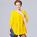 Stunning Half Sleeve Collarless Rex Rabbit Fur Casual/Party Coat (More Colors)