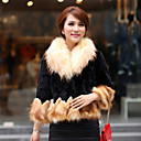Half Sleeve Fox Fur Collar an Bottom Hem Evening Rex Rabbit Fur Jacket