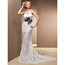 Trumpet/Mermaid Sweetheart Court Train Lace And Satin Wedding Dress
