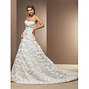 Ball Gown Sweetheart Cathedral Train Taffeta Wedding Dress
