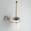 Keramische Wall Mount Golden Ti-PVD Toiletborstel Houder