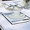 Set Of 4 Black Line White Placemats
