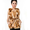 Collarless Red Fox Fur Casual/Party Vest