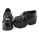 Handmade Preto Grade Padrão PU 8 centímetros de couro salto alto Sapatos Punk Lolita