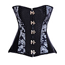 Unique Faux Leather and Satin Strapless Front Busk Closure Corsets Shapewear