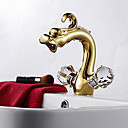 Deux Centerset poignée en or rose Finition tête de dragon de style lavabo robinet