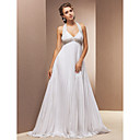 A-line Halter Floor-length Chiffon Wedding Dress