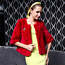 Half Sleeve Collarless Rex Rabbit Fur Casual/Office Jacket (More Colors)