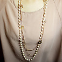 Vintage Mujer Perlas Stack Escudo Chain