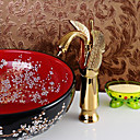 Single Handle Centerset Rose Gold Finish Swan Style Bathroom Sink Faucet