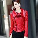 Long Sleeve Turndown Collar Lambskin Leather Casual/Office Jacket (More Colors)