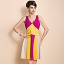 TS Contrast Coloar Vest Swing Jersey Dress