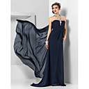 Sheath/Column Halter Sweep/Brush Train Chiffon Evening Dress