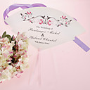 Personalized Pearl Paper Hand Fan - Red Flower (Set of 12)