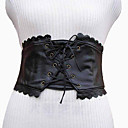Kvinners Vintage Leather Pure Color Elastic Belt 2