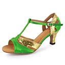 Customized Women's Satin T-Strap Latin / Ballroom Dance Shoes With Buckle(More Colors)