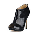 Patent Leather Stiletto Heel Peep Toe / Ankle Boots With Zipper Party / Evening Shoes