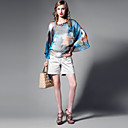 VIVIAN Blau chinesische Tuschemalerei Chiffon-Bluse