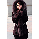 Long Sleeve Fox Fur Hooded Collar Rabbit Fur Casual/Party Coat (More Colors)