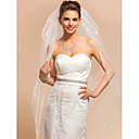 Three-tier Fingertip Wedding Veil With Pencil Edge