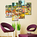 35" Country Colorful Flower Wall Clock in Canvas 4pcs