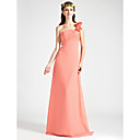 Empire One Shoulder Sleeveless Floor-length Chiffon Wedding Party/Evening Dress