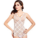V-neck Chinlon With Check Non-Adjustable Straps Shapewear
