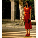 Women's Ruffled Neckline Midi Dress
