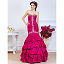 Trumpet/Mermaid Sweetheart Floor-length Taffeta Evening Dress With Beading And Pick Up Skirt